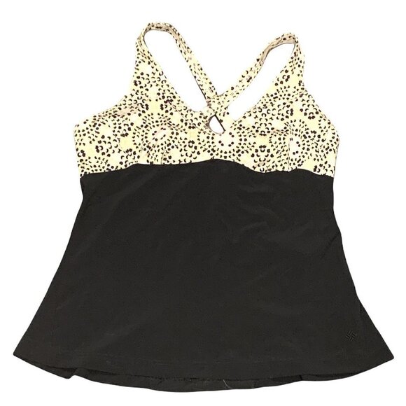 Columbia Swimsuit Tankini Top Black, Off White, Green Geometric & Solid M #210A - Picture 2 of 7